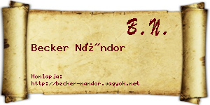 Becker Nándor névjegykártya