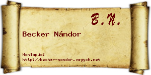 Becker Nándor névjegykártya